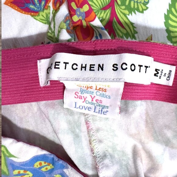 Gretchen Scott Floral Slim Ankle Pants White Multicolor Pull On Womens M - Picture 3 of 3